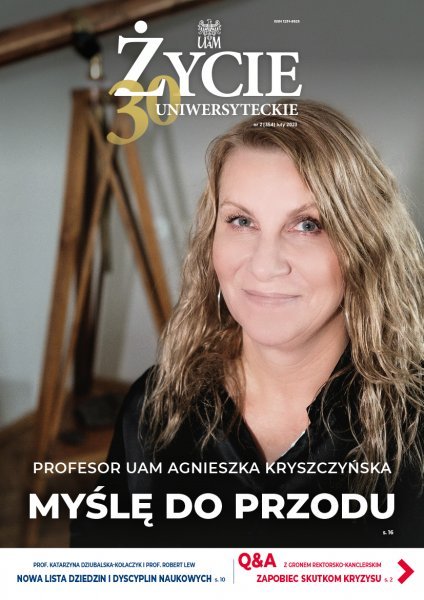 Okładka lutowego wydania ŻU. Na okładce prof. UAM Agnieszka Kryszczyńska