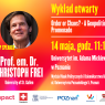 Plakat wykładu otwartego prof. em. dr. Christopha Frei pt. „Order or Chaos? – A Geopolitical Promenade”, zapowiadający wydarzenie 14 maja o godz. 11.15 na Wydziale Nauk Politycznych i Dziennikarstwa UAM.