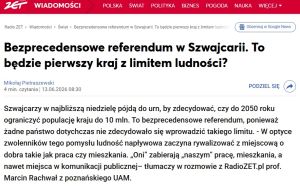 Prof. Marcin Rachwał z WNPiD o referendum w Szwajcarii
