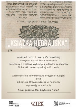 Książka hebrajska – spotkanie z prof. Hanną Zaremską