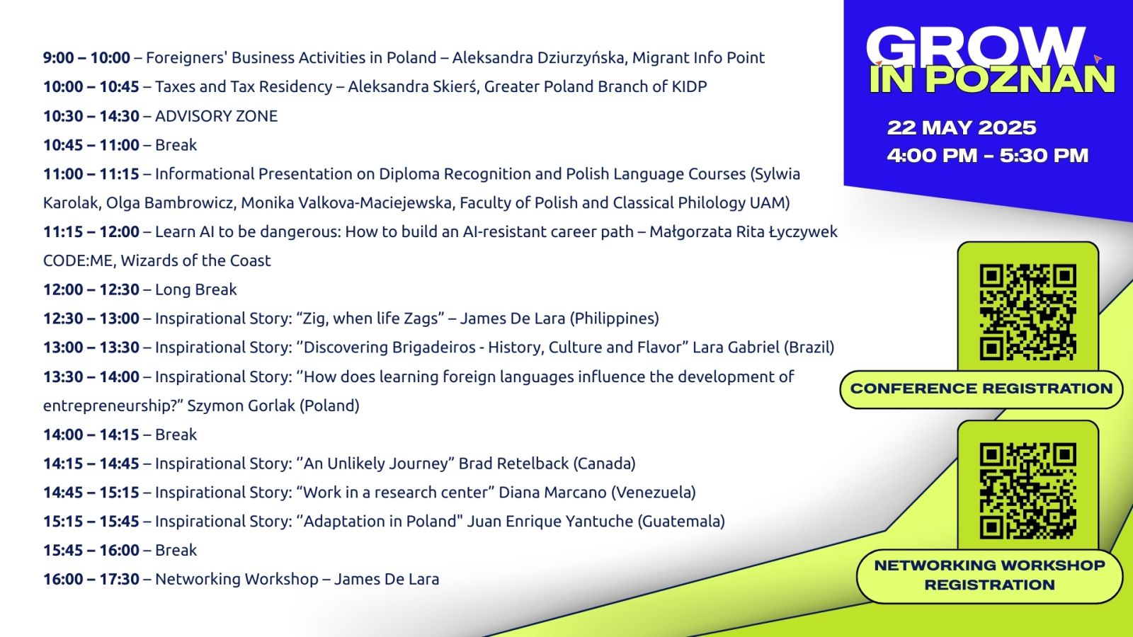 Detailed agenda for the 