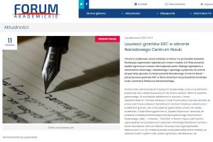 Laureaci grantów ERC w obronie NCN - artykuł na forumakademickie.pl