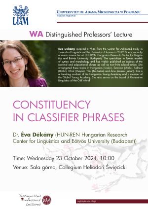 WA Distinguished Professors’ Lecture: Constituency in classifier phrases