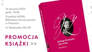 Grafika promująca wydarzenie. Po lewej stronie informacje o dacie i miejscu wydarzenia. Po prawej stronie okładka książki „Jadwiga Zamoyska i jej światy. Abecedariusz”.