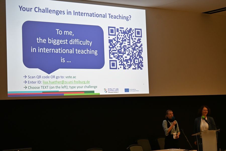  Ms Dorthe Hutz-Nierhoff and Ms Lisa Hüther-Pape from the EPICUR Alliance during the AMU Education Quality Days