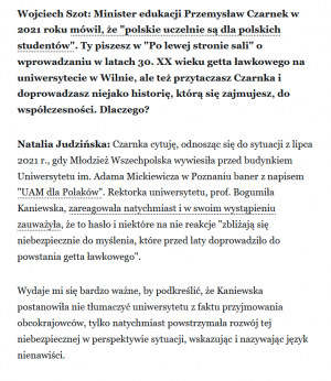 Działania JM Rektorki UAM w publikacji Natalii Judzińskiej z PAN