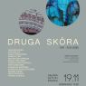 Plakat wystawy „Druga skóra”, z dwoma okrągłymi fragmentami prac artystycznych i listą twórców. Wystawa trwa od 19.11 do 22.12.2025 w Galerii Sztuki Kraska.