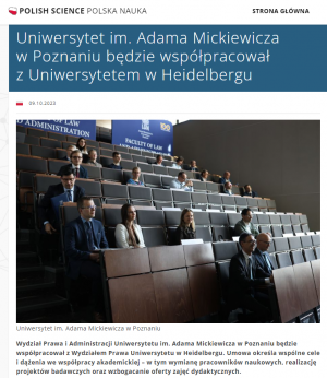 O współpracy z Wydziałem Prawa Uniwersytetu w Heidelbergu