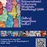 Plakat promujący „Dzień Różnorodności Kulturowej Wydziału Neofilologii UAM” z hasłem „Odkryj bogactwo kultur!”. W tle kolorowe sylwetki twarzy i grafiki symbolizujące różnorodność. Wydarzenie odbędzie się 19 maja 2025 r. w Collegium Novum w Poznaniu.