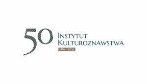 Jubileuszowa grafika 50-lecia Instytutu Kulturoznawstwa przedstawia napis „50 Instytut Kulturoznawstwa 1976–2026” w eleganckiej typografii na jasnym tle.