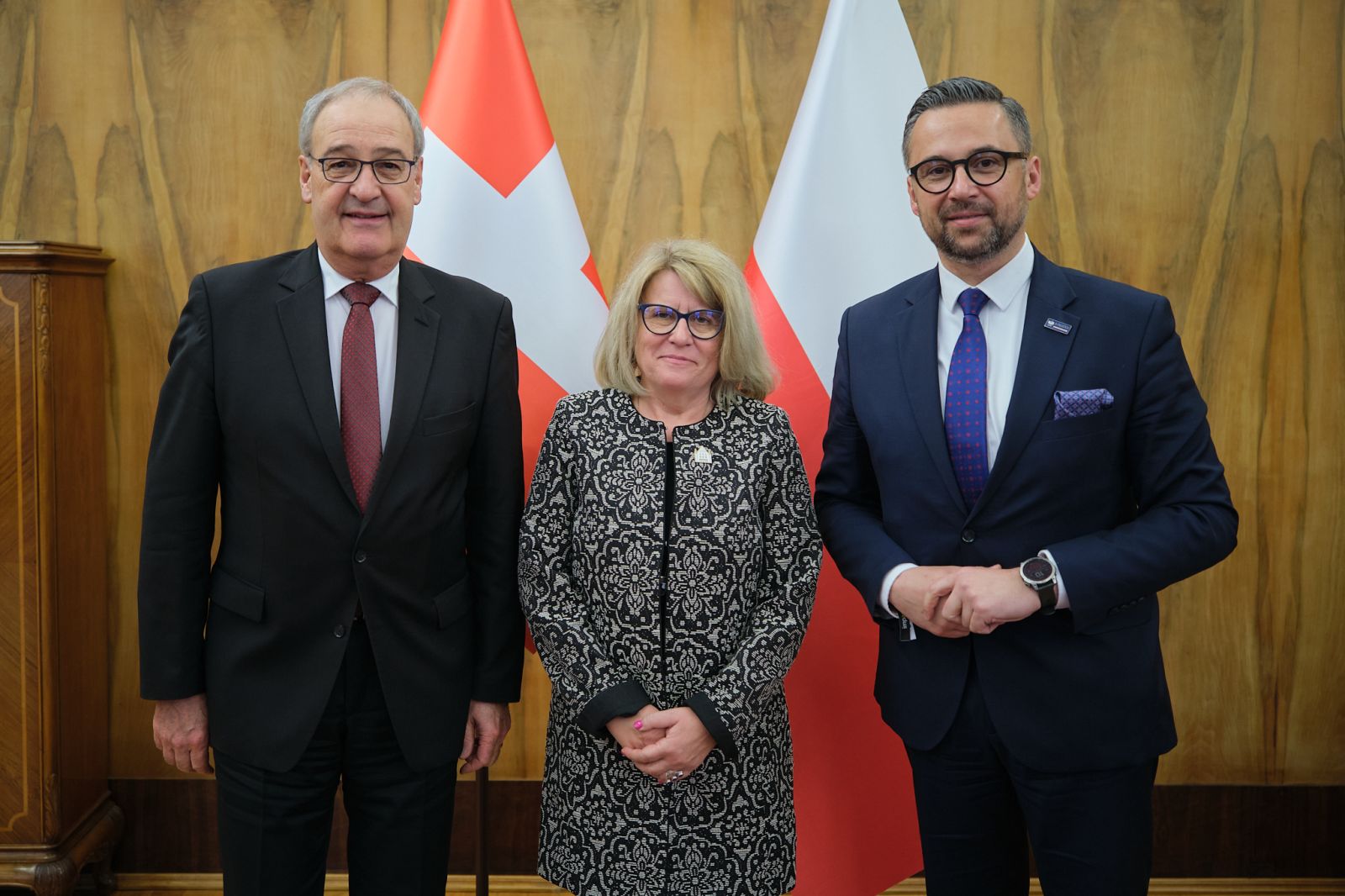 The photo presents the signing ceremony of the Memorandum of Understanding between Poland and Switzerland in the area of research, higher education and innovation