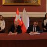 The photo presents the signing ceremony of the Memorandum of Understanding between Poland and Switzerland in the area of research, higher education and innovation