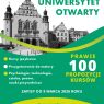 Plakat Uniwersytetu Otwartego UAM – edycja wiosenna 2026, informacja o prawie 100 kursach i terminie zapisów.